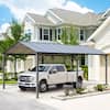 Front. U-HOMY - Outdoor Carport – Galvanized Steel Roof, Heavy-Duty All-Weather Shelter for Cars, Boats, Tractors & Equipment - 10'x 20'.