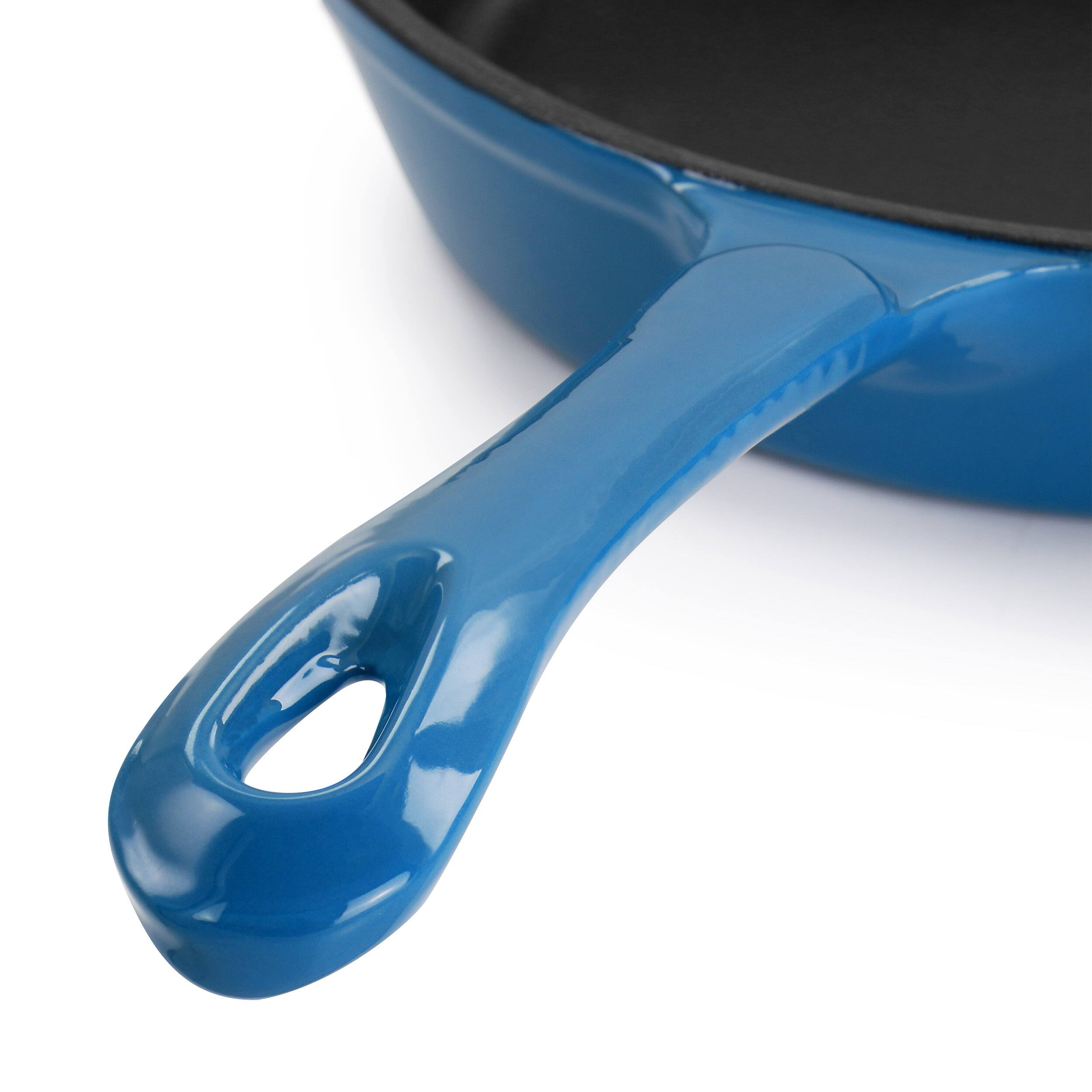 Alt View 5. Mega Chef - MegaChef Enameled Round 8 Inch PreSeasoned Cast Iron Frying Pan in Turquoise - Turquoise.