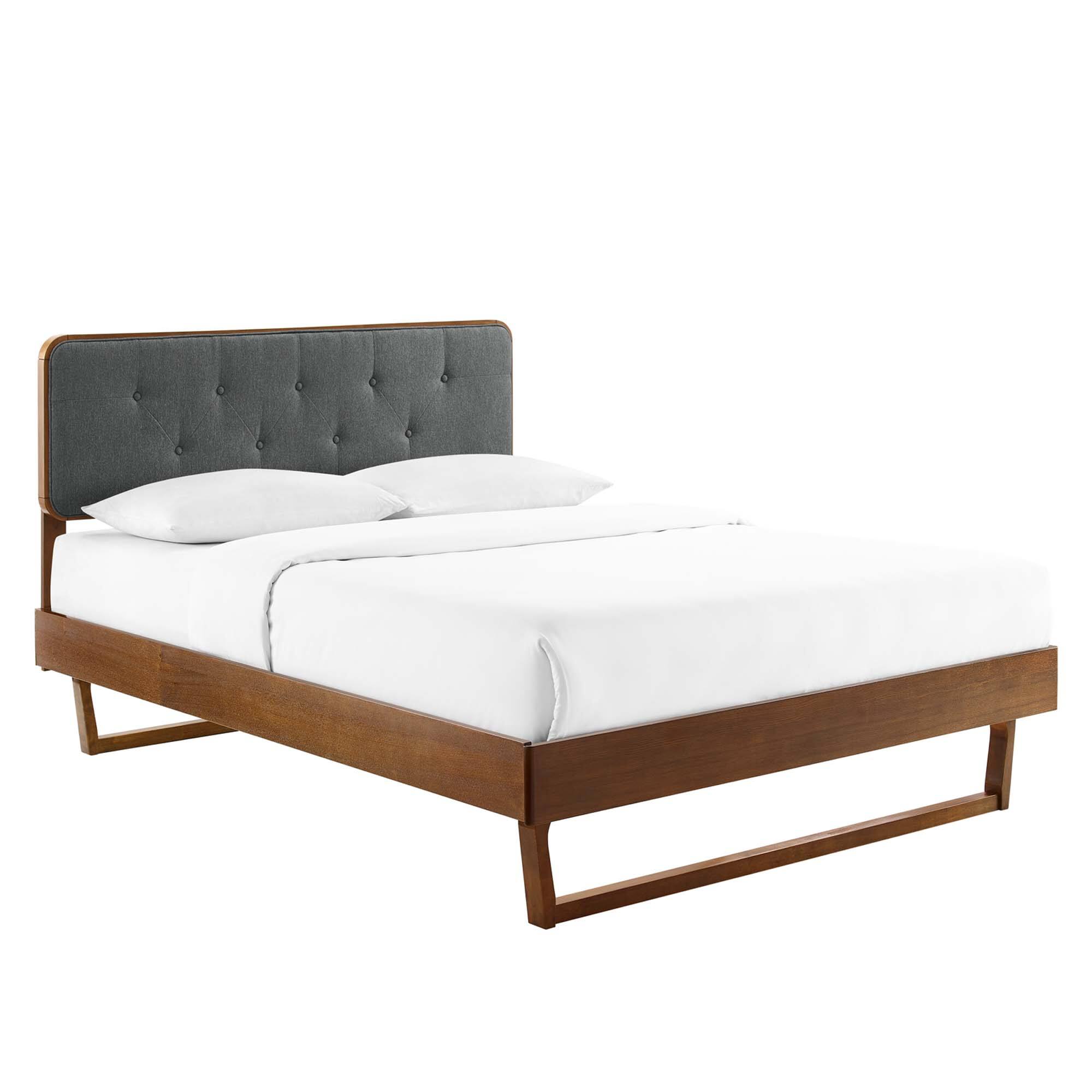Front. Modway - Bridgette Wood King Platform Bed With Angular Frame - Brown.
