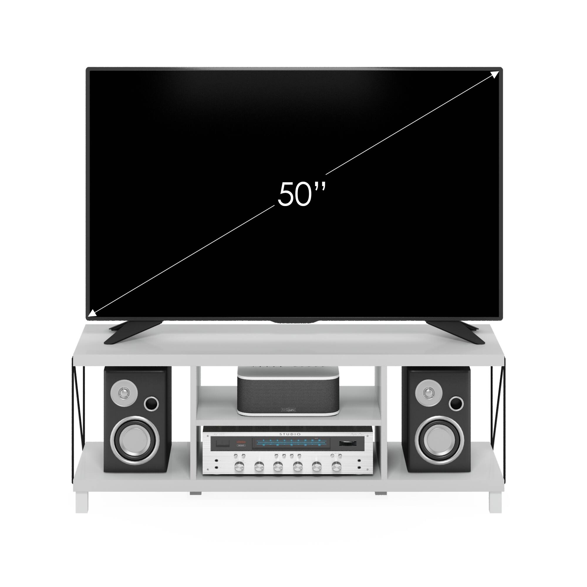 Alt View 4. Furinno - Besi No Tools Assembly Industrial Style TV Stand, Entertainment Center for 50 inch TV - White.