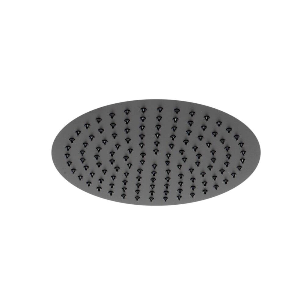 Alt View 1. Alfi - Matte Black Stainless Steel 12" Round Ultra-Thin Rain Shower Head - Black.
