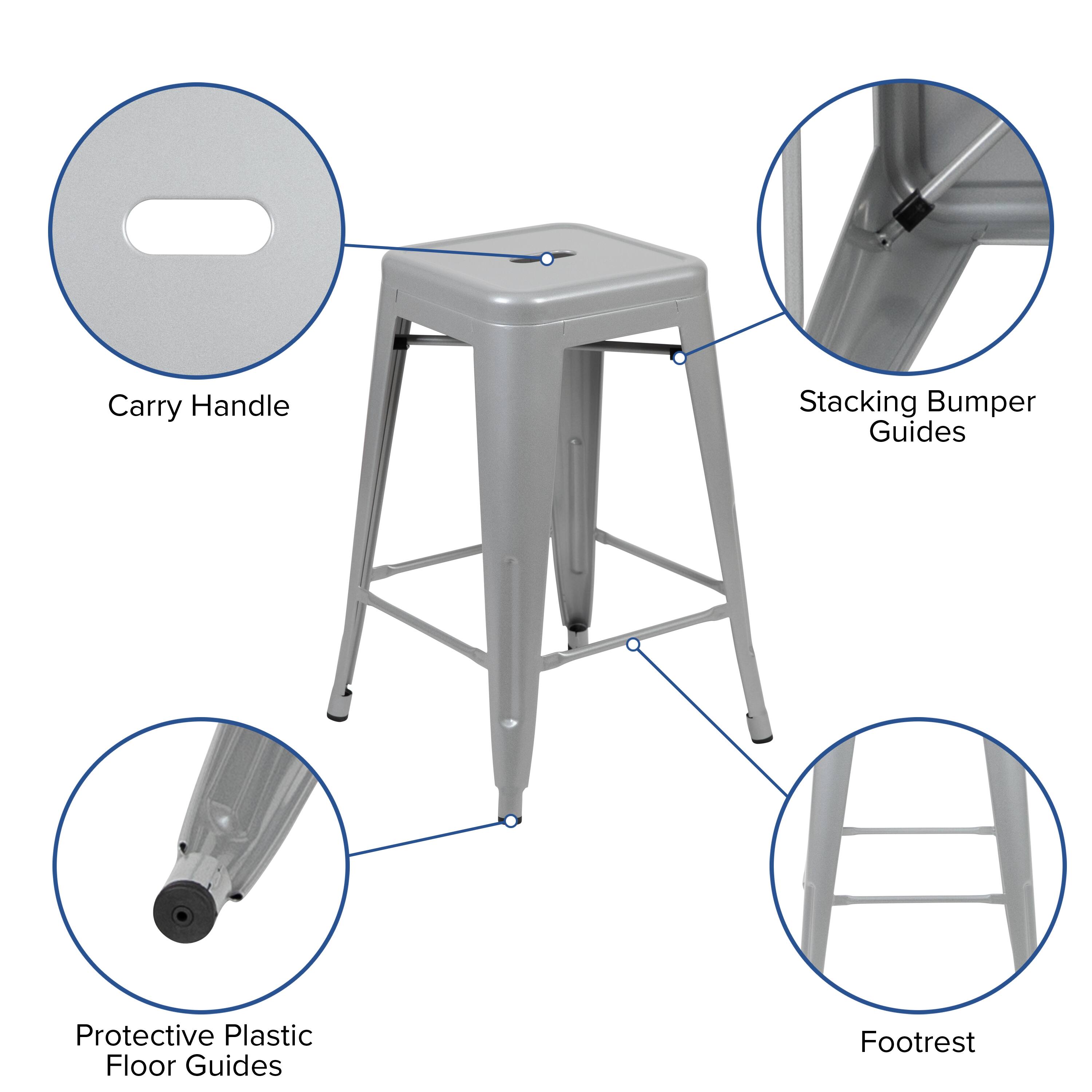- Carry Handle
- Stacking Bumper Guides
- Protective Plastic Floor Guides
- Footrest