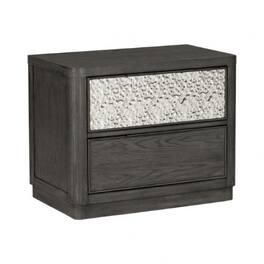 Manhattan Lane - Zoko Nightstand, 2 Drawers, USB Ports, Metal Accents - Ash Gray, Chrome