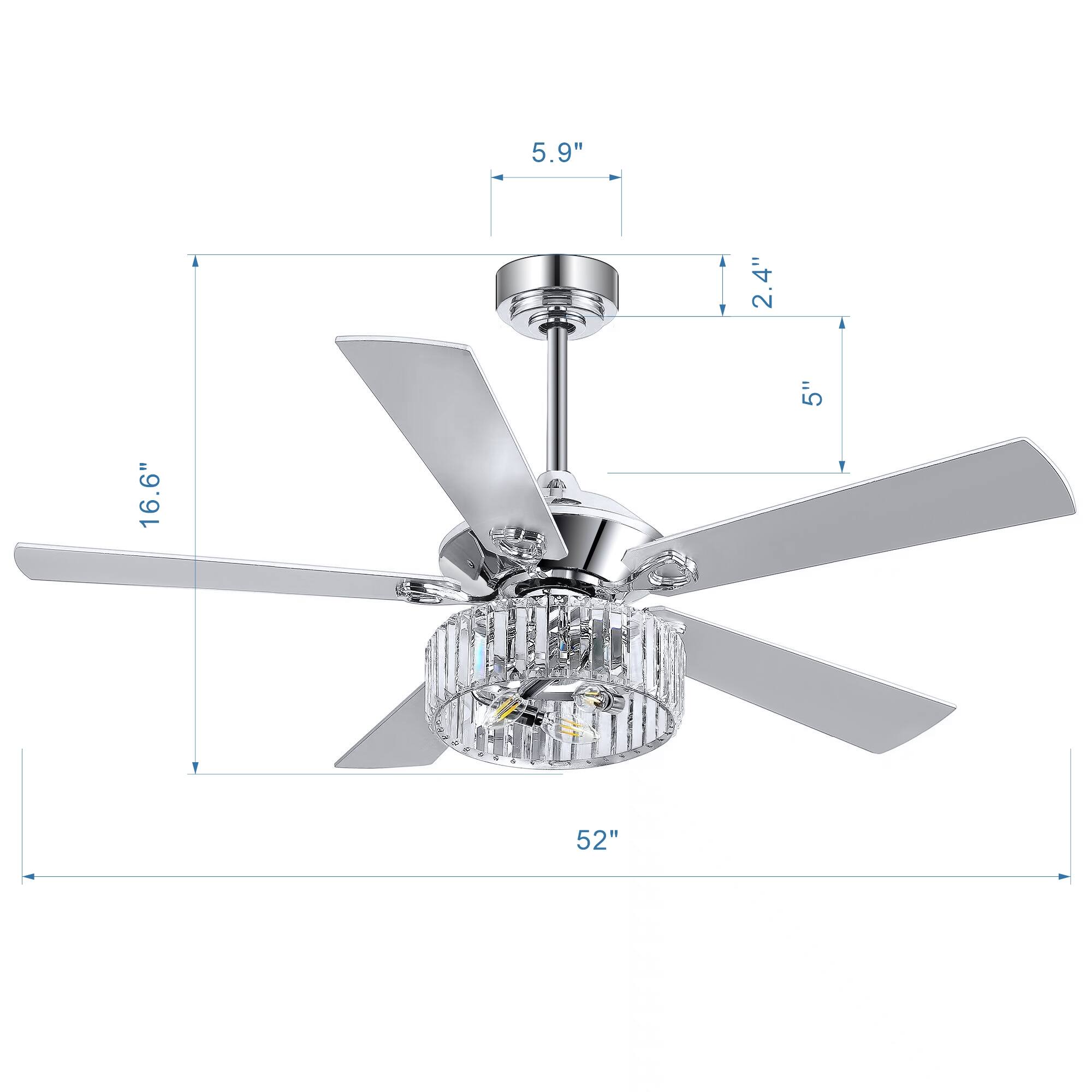 5.9"  
2.4"  
5"  
16.6"  
52"