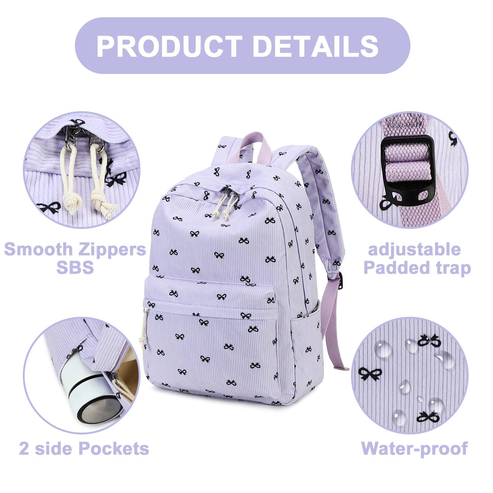 Alt View 5. Live At Space - Backpack For School Bag Bookbag Teen Set Daypack With Lunch And Pencil Case - Grid - Pink and White.
