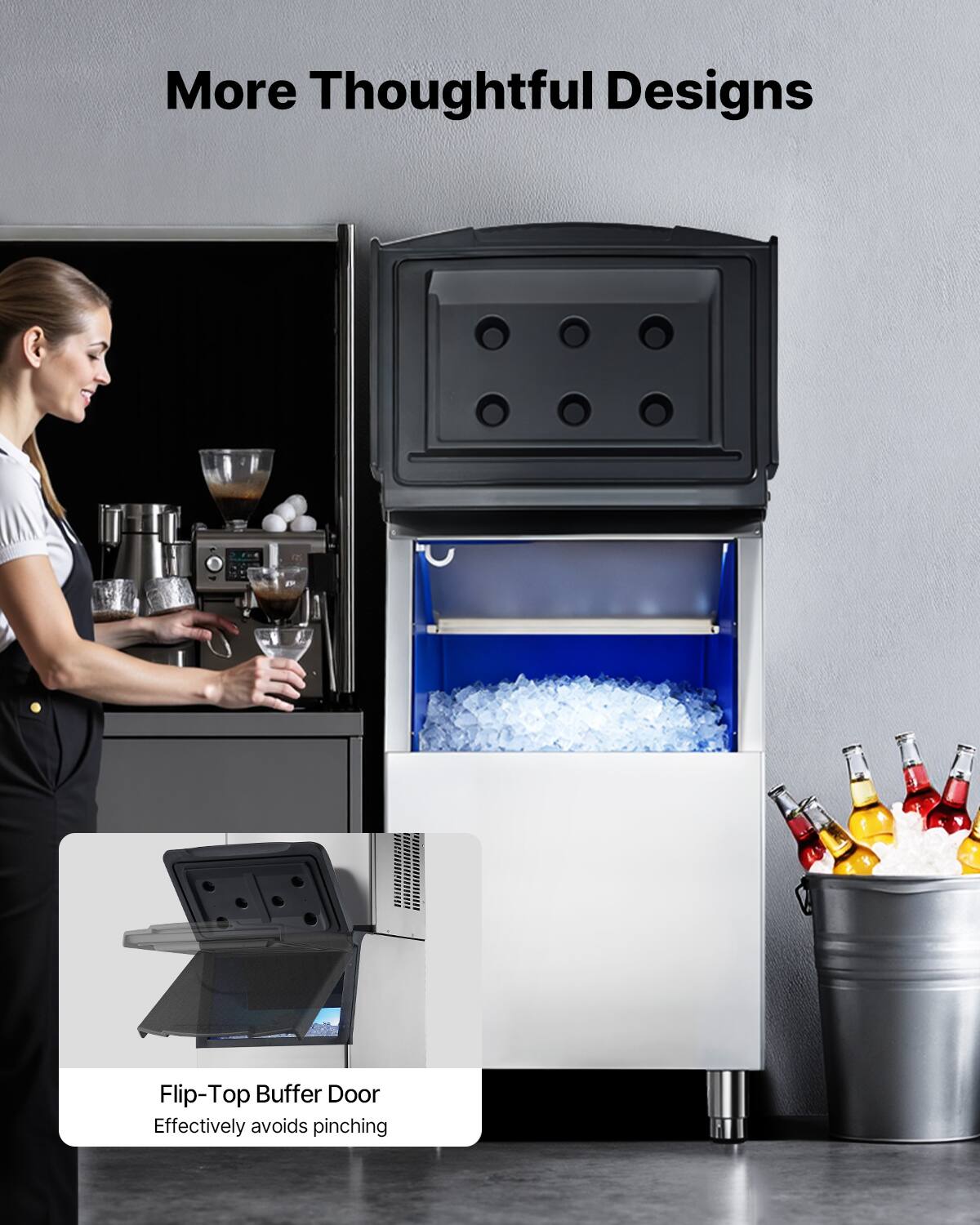 More Thoughtful Designs

Flip-Top Buffer Door  
Effectively avoids pinching