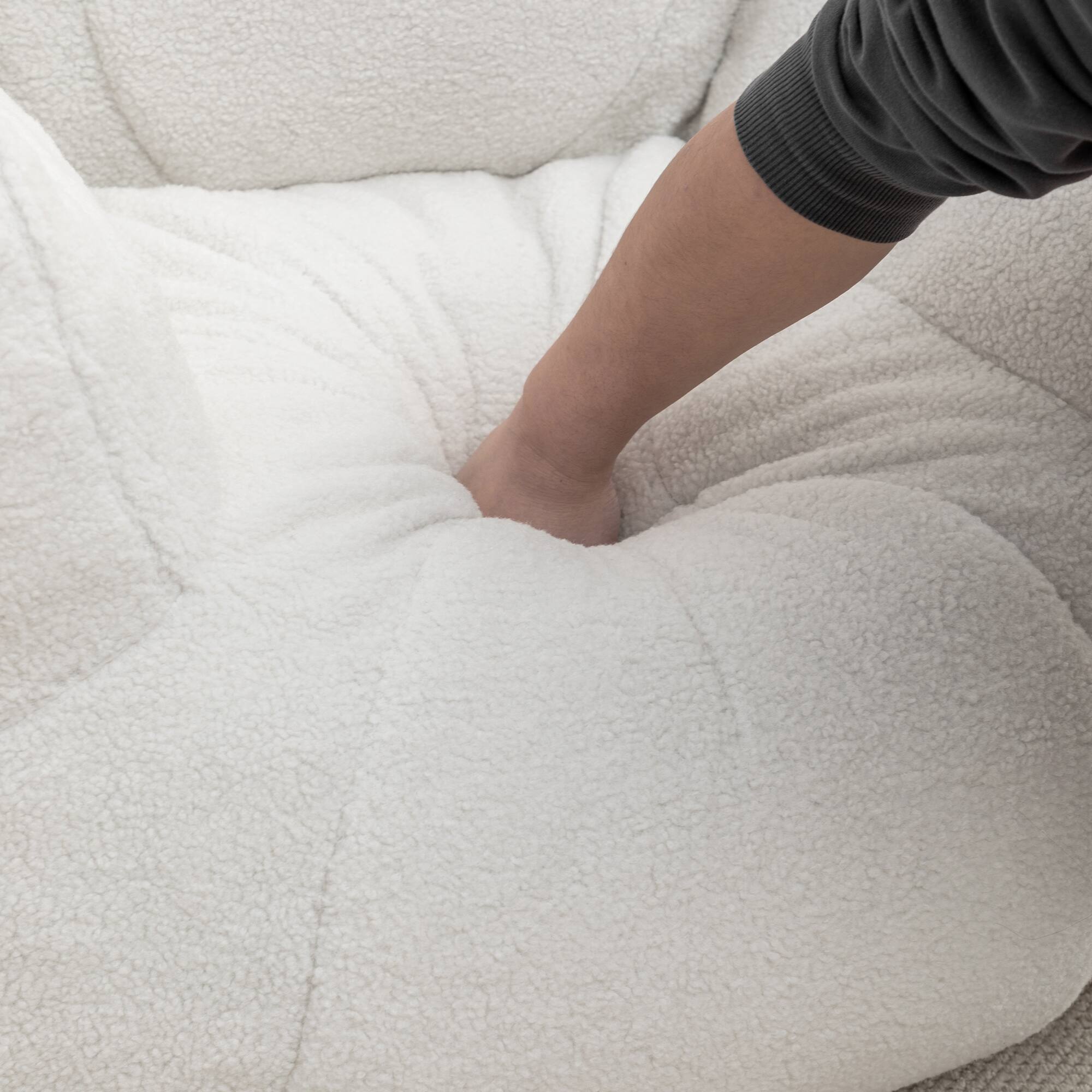 Alt View 5. GOODSILO - Premium Memory Foam Bean Bag Sofa Chair with Plush Faux Fur Cover and Ergonomic Support for Living Spaces - White.