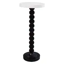 COZAYH - Small Pedestal Round End Table, Living Room Furniture, Black and White - White/Black