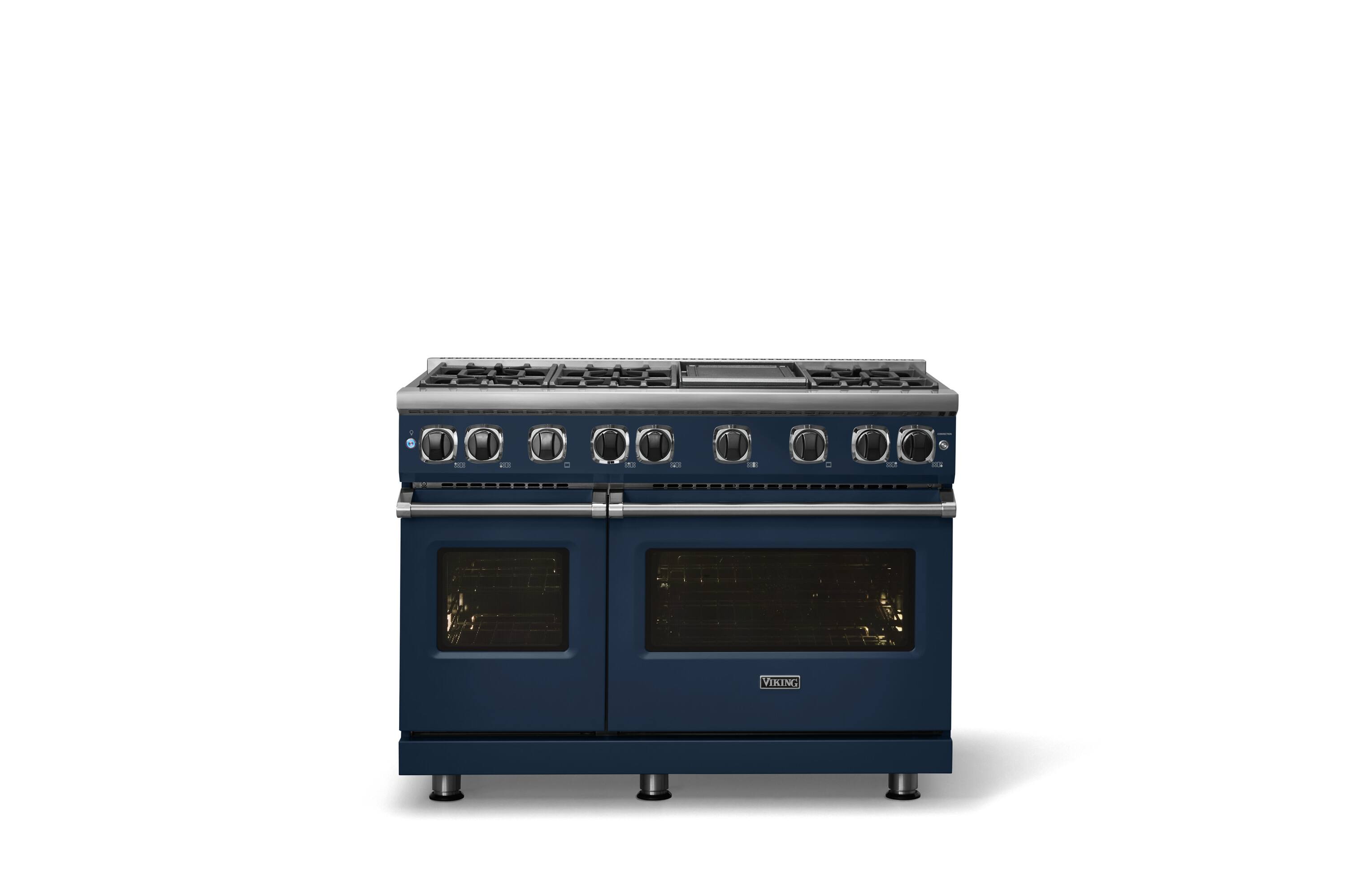 Alt View 1. Viking - 48"W. 7.3 Cu. Ft. Freestanding Sealed 6 Burner Gas Range/Griddle  - Slate Blue - Slate Blue.
