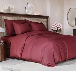 CGK Linens - Luxury Soft Premium Duvet Cover Set - Zipper Closure & Matching Pillow Shams - King - Burgundy