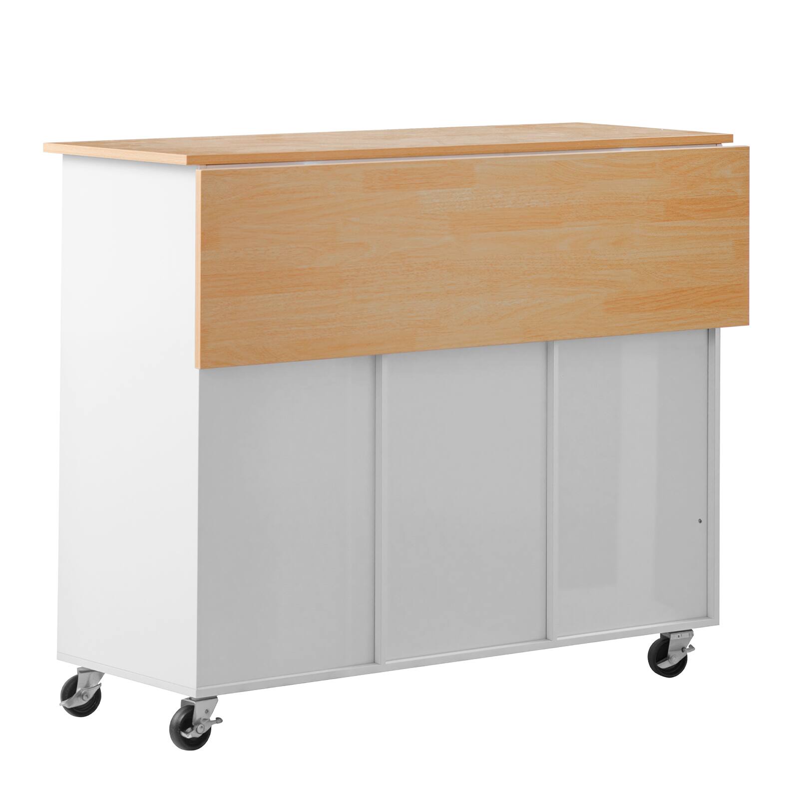 Alt View 5. VEVOR - Kitchen Island Cart with Storage, 45.67 in Wide Mobile Rolling Storage Island on Swivel Wheels, with 2 Drawers - White.