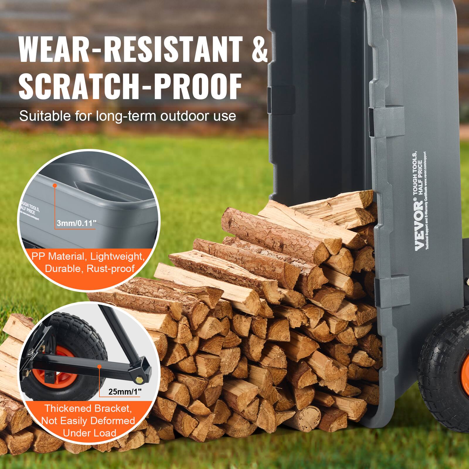 WEAR-RESISTANT & SCRATCH-PROOF Suitable for long-term outdoor use

PP Material, Lightweight, Durable, Rust-proof

VEVOR - 25mm/1" Thickened Bracket, Not Easily Deformed Under Load