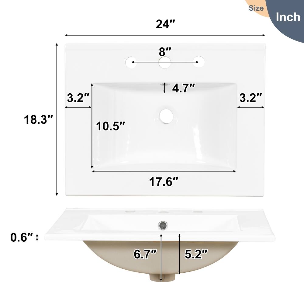 24"  
Size  
Inch  
8"  
3.2"  
4.7"  
3.2"  
18.3"  
10.5"  
17.6"  
0.6"  
6.7"  
5.2"