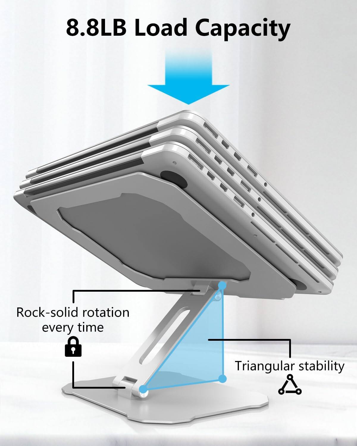 8.8LB Load Capacity

Rock-solid rotation every time

Triangular stability