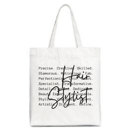 OrnamentallyYou - Hair Stylist Definition Canvas Tote Bag, Beauty Salon Appreciation Words Gift Shopper - White