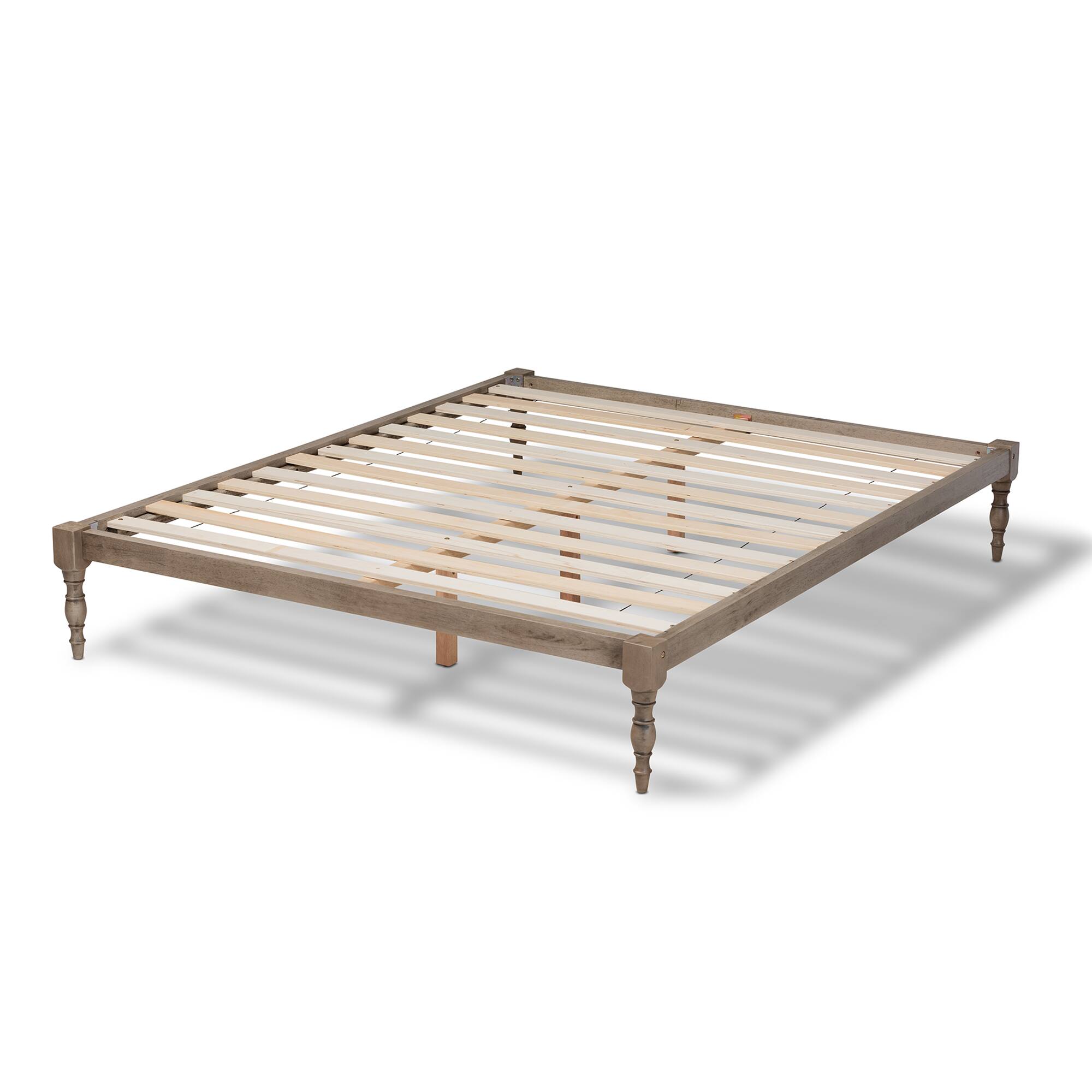 Left. Baxton Studio - Iseline Modern and Contemporary Antique Finished Wood Full Size Platform Bed Frame - Antique Grey.