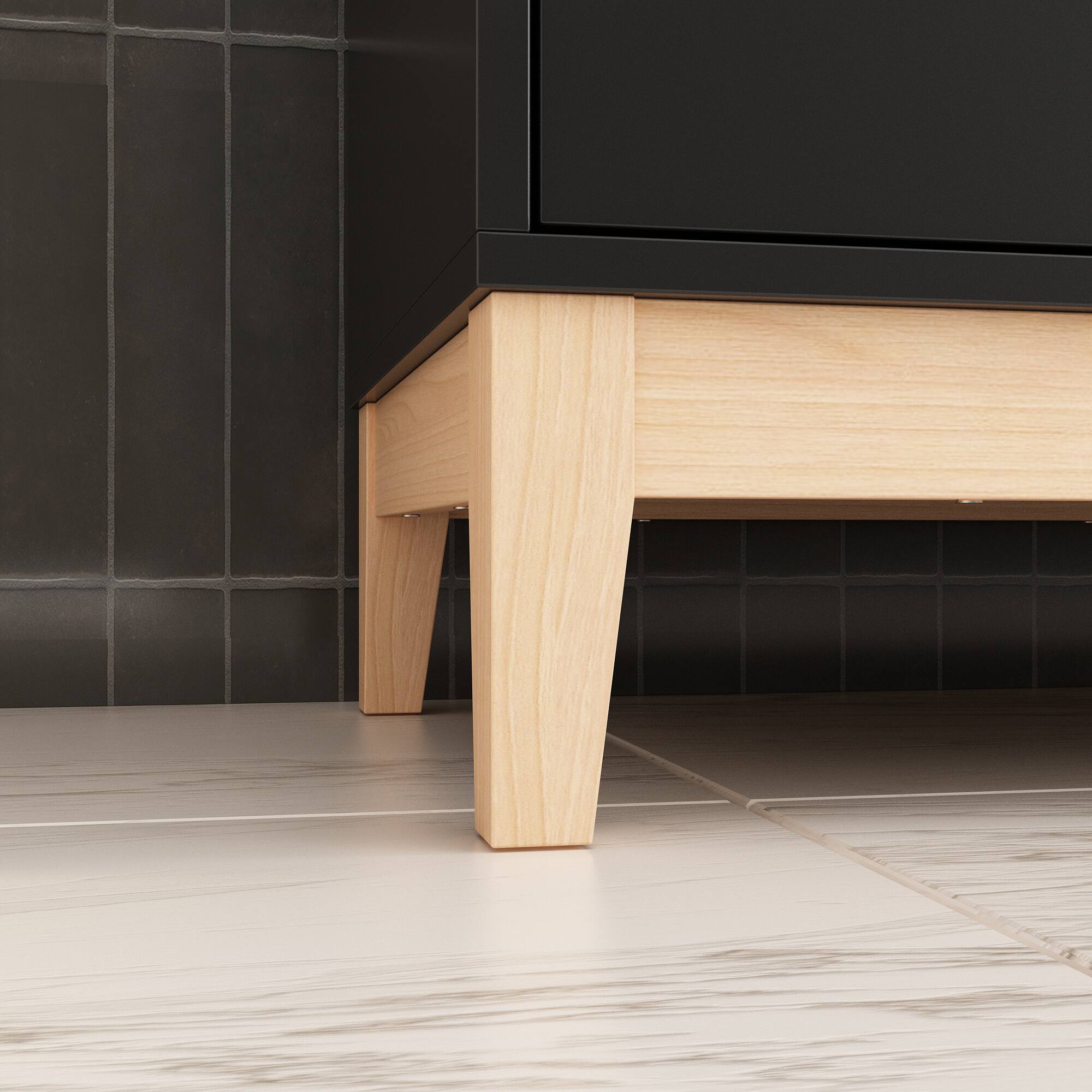 Alt View 4. Famapy - Luxury Bathroom Vanity with Ceramic Sink, Modern Storage Cabinet with Countertop and Organizer Space - White & Black.