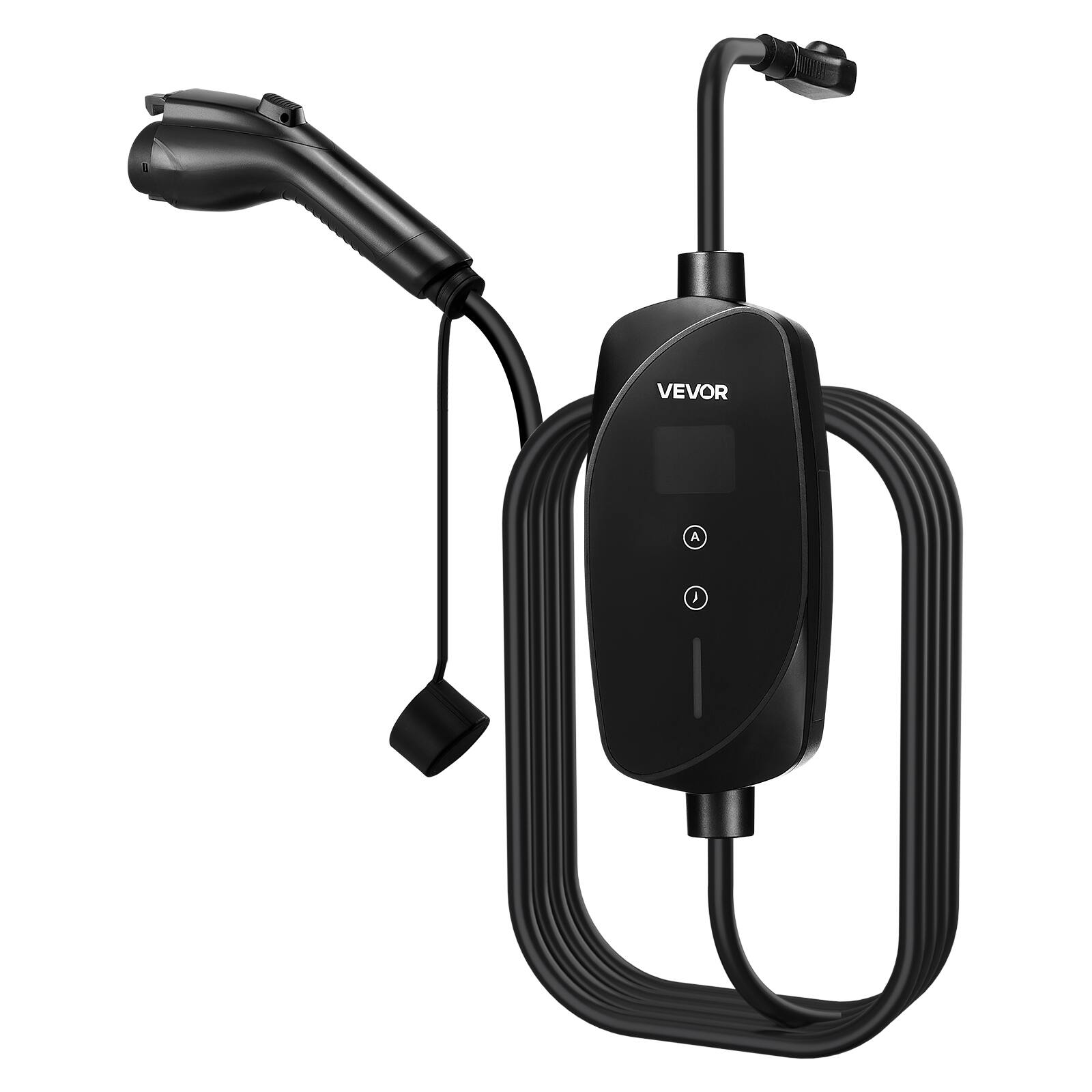 Alt View 5. VEVOR - Level 1&2 EV Charger,16 Amp Adjustable Current, Electric Vehicle Portable Charger with 25 ft Cable, 120V-240V,NEMA 6-20P - Black.