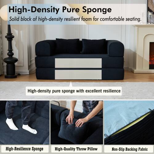 High-Density Pure Sponge  
Solid block of high-density resilient foam for comfortable seating.  

High-density pure sponge with excellent resilience  

High-Resilience Sponge  
High-Quality Throw Pillow  
Non-Slip Backing Fabric
