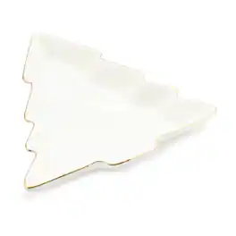 BreeBe - Ceramic Pine Tree Trinket Dish (Set of 6) - White, Gold