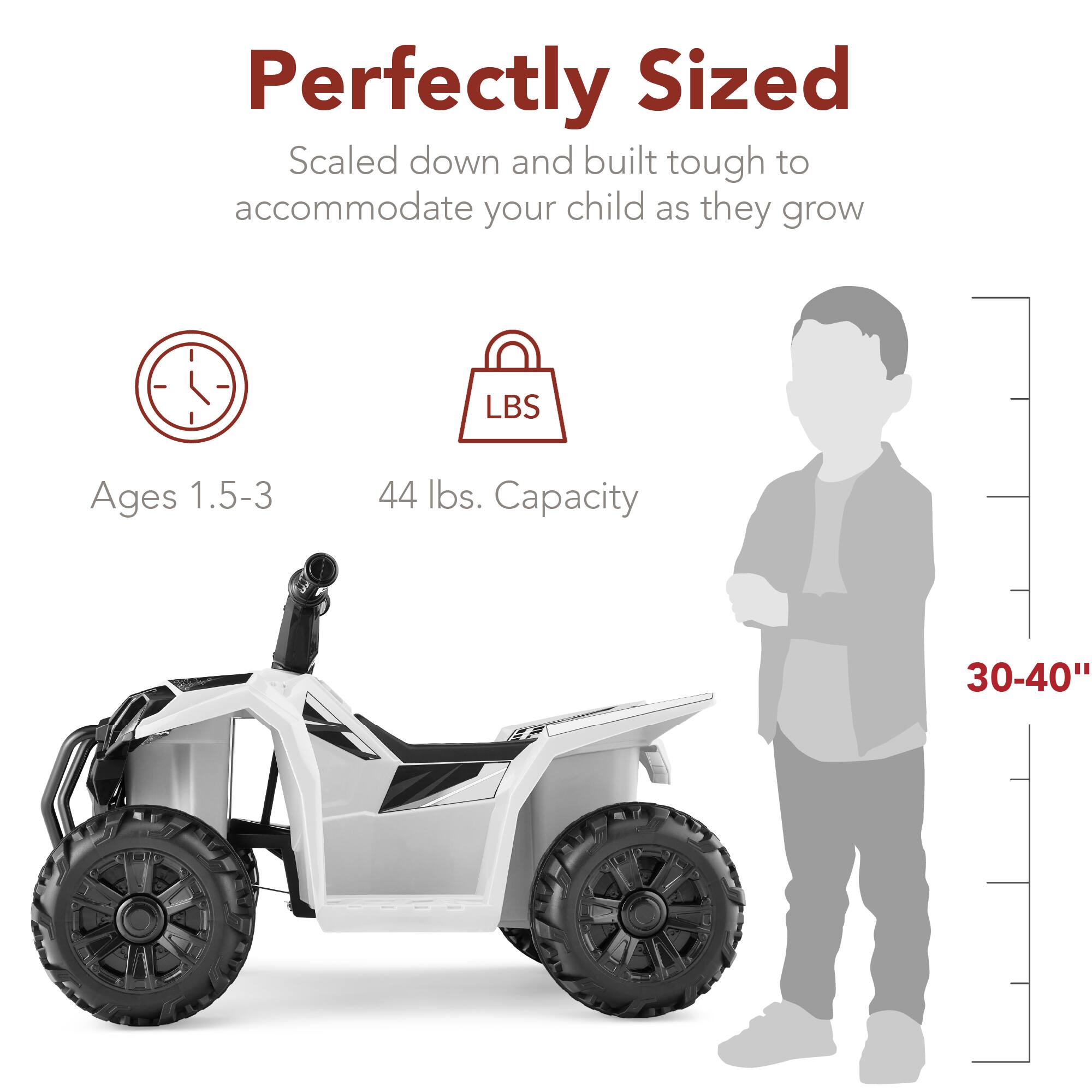 Perfectly Sized  
Scaled down and built tough to accommodate your child as they grow  

Ages 1.5-3  
44 lbs. Capacity  
30-40"