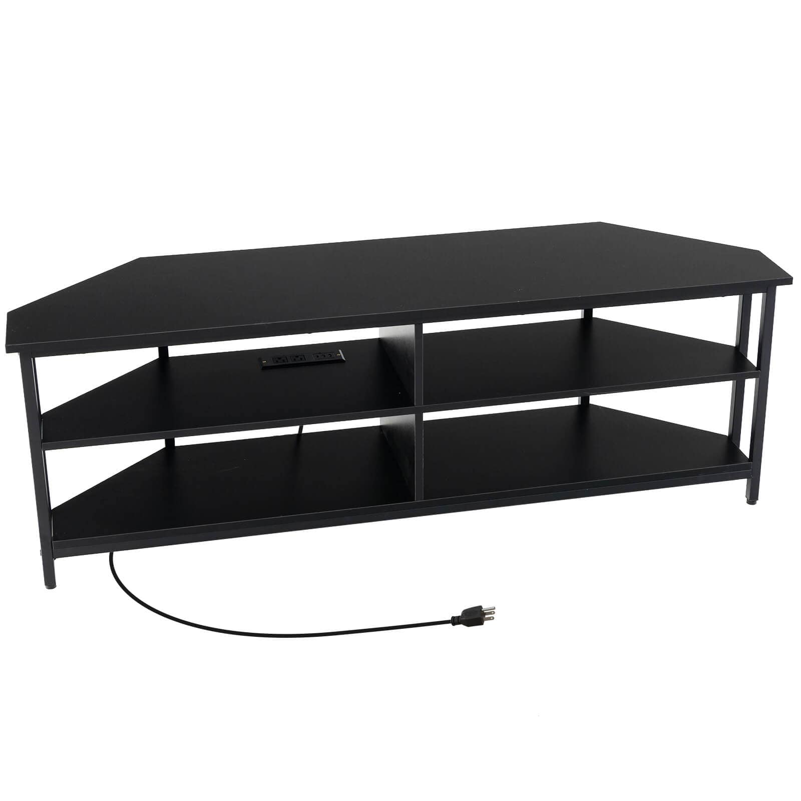 Alt View 19. Costway - Corner TV Stand for TVs up to 65" TV Console Table with AC Outlets&USB A Ports - Black.