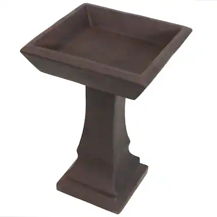 Front. Sunnydaze - Modern Glass Fiber Reinforced Concrete Bird Bath - 23 in - Brown.