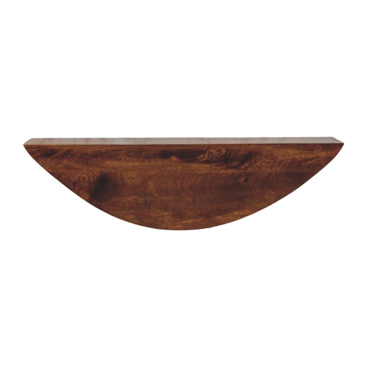 Front. Artisan Furniture - Artisan Furniture Solid Wood Crescent Floating Wall Shelf, Dark Brown - LIGHT BROWN.