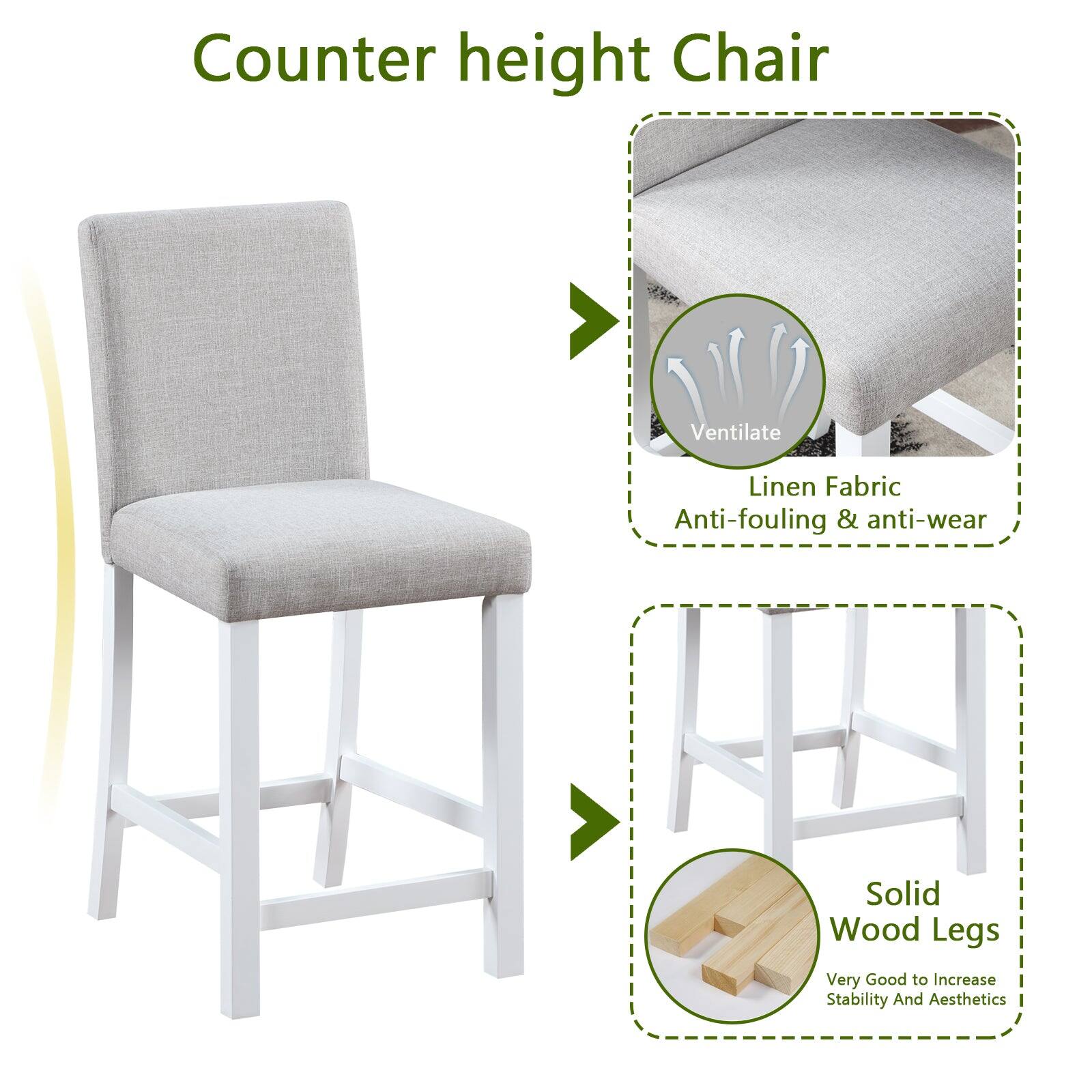 Counter height Chair

- Ventilate
- Linen Fabric
- Anti-fouling & anti-wear
- Solid Wood Legs
- Very Good to Increase Stability And Aesthetics