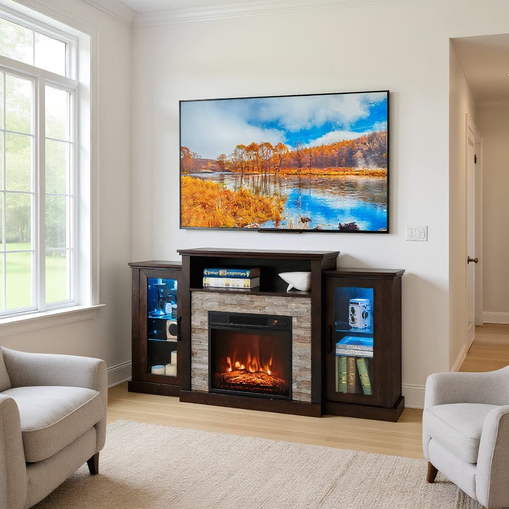 Kadyn - Modern 65 In with Display Shelves TV Stand - for Living Room with Cable Management for Living Room - Brown