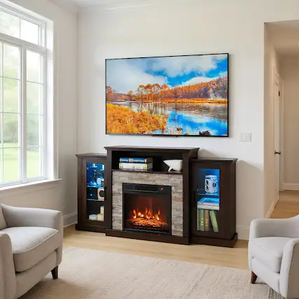 Front. Kadyn - Modern 65 In with Display Shelves TV Stand - Brown for Living Room with Cable Management for Living Room - Brown.