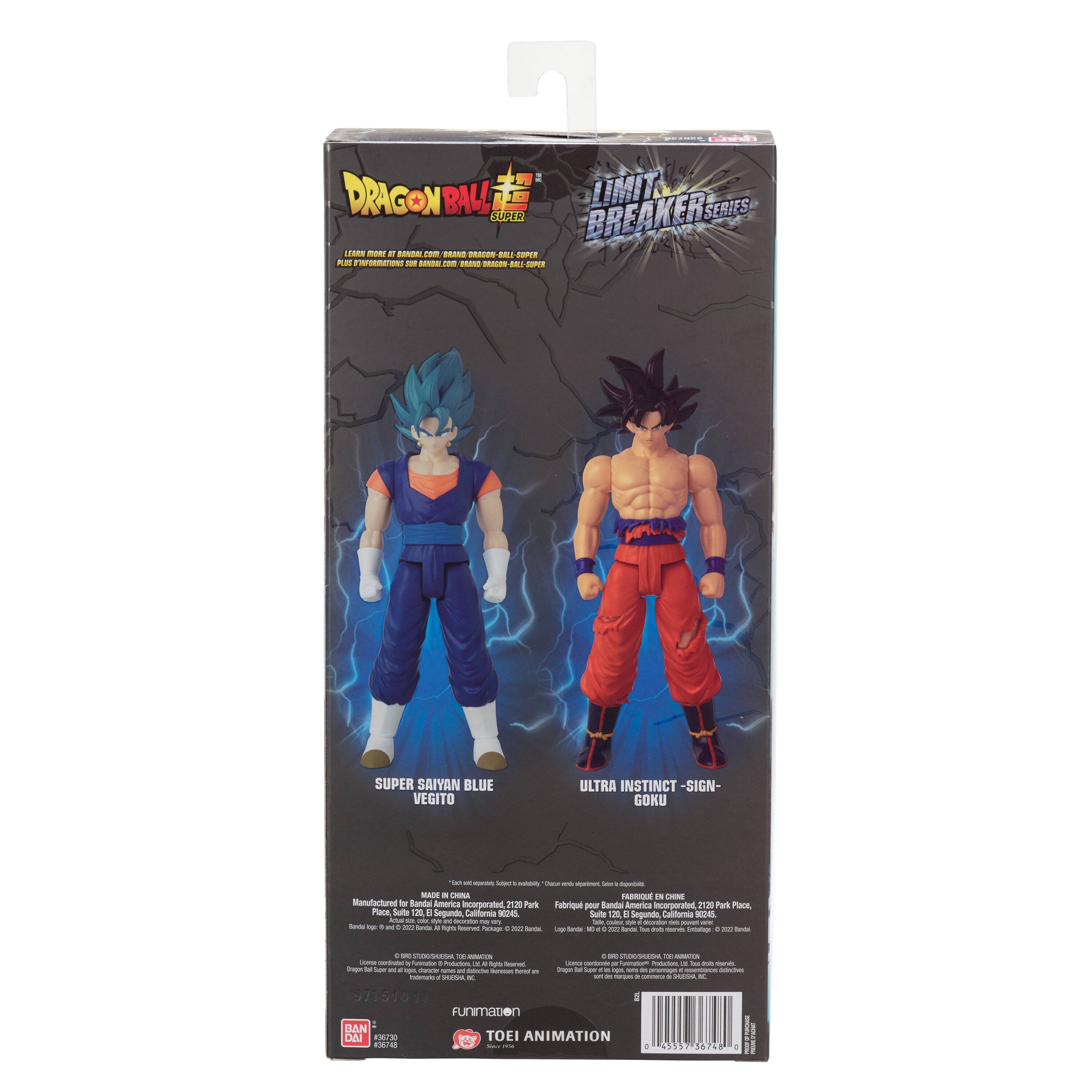 DRAGON BALL SUPER  
LIMIT BREAKER SERIES 0  
SUPER SAIYAN BLUE VEGITO  
ULTRA INSTINCT -SIGN- GOKU  

MADE IN CHINA  
Manufactured for: Bandai America Incorporated  
Suite 120, 6 Segundo Calle,  
Fairfax Park Place,  
Fairfax, CA 92030, USA  

FUNimation  
TOEI ANIMATION