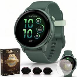 Garmin - VIVOACTIVE 6 Health & Fitness GPS Smartwatch 42mm + 2-Year Extended Warranty Accessory Package - Metallic Jasper Green with Jasper Green Band - (2025)