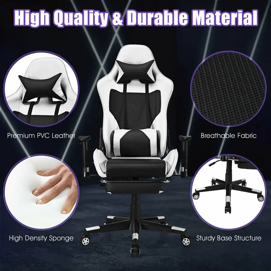 High Quality & Durable Material: Premium PVC Leather, Breathable Fabric, High Density Sponge, Sturdy Base Structure.