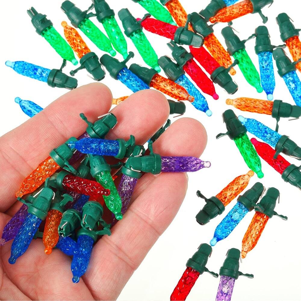 Left. MOSZAR LLC - 60-Pack Multicolor LED Christmas Replacement Mini Bulbs for String Lights.