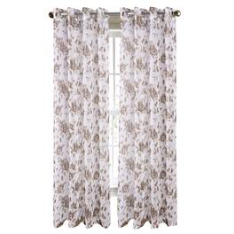 RT Designers Collection - Meadow Grommet Metallic Sheer Printed Doily Curtain Panel 54" x 95" - Taupe