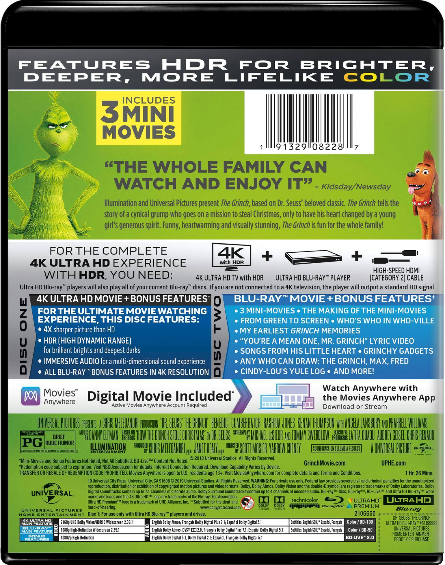 Back. Dr. Seuss' The Grinch   - 4K Blu-Ray.