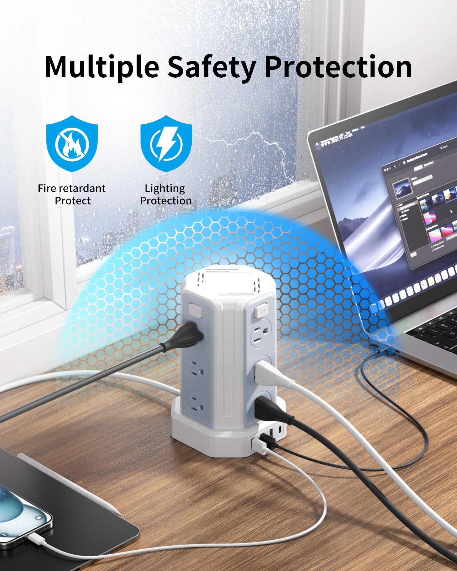 Multiple Safety Protection

- Fire retardant Protect
- Lightning Protection