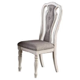 Manhattan Lane - Dining Chair with Button Tufted Backrest, Padded Seat, Set of 2 - White and Gray