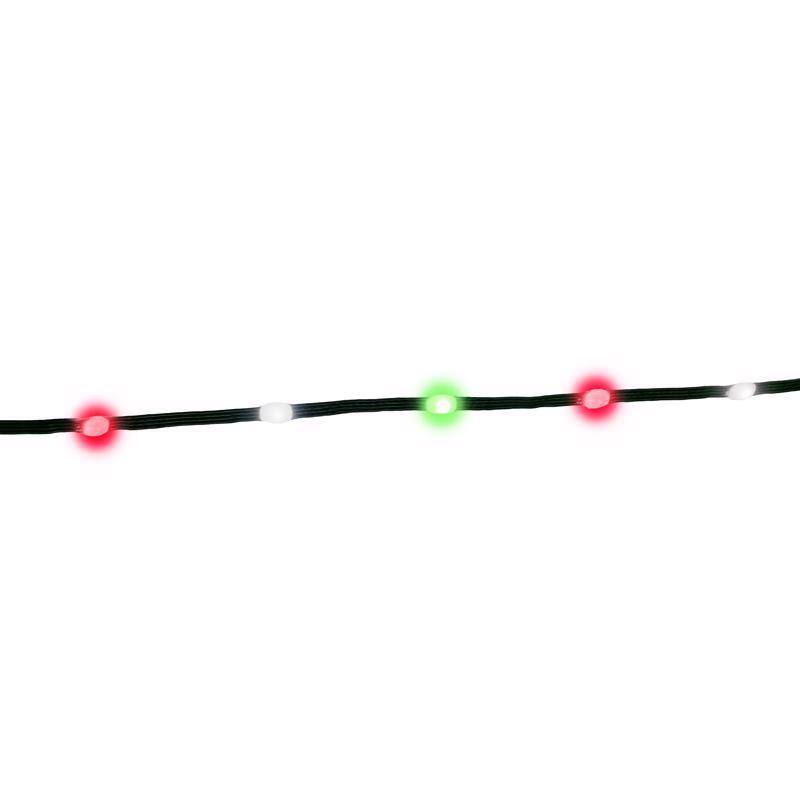 Front. Celebrations - LED Red/Green/Pure White 200 ct String Ribbon Light 33 ft. - Multicolored.