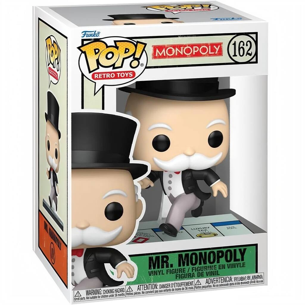 Funko POP! RETRO TOYS

MONOPOLY 162

MR. MONOPOLY  
VINYL FIGURE / FIGURINE EN VINYLE / FIGURA DE VINIL

WARNING: CHOKING HAZARD - Small parts. Not suitable for children under 3 years.  
ATTENTION: DANGER D'ÉTOUFFEMENT - Petites pièces. Ne convient pas aux enfants de moins de 3 ans.  
ADVERTENCIA: PEQUEÑAS PIEZAS. No es adecuado para niños menores de 3 años.
