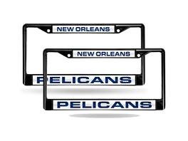 Rico Industries - New Orleans Pelicans NBA Black Metal Laser Cut License Plate Frame - Set of 2 - Multi