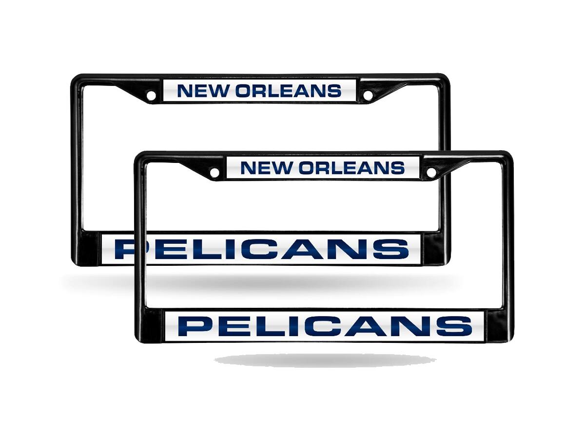 New Orleans Pelicans Black Metal Laser Cut License Plate Frame - Set of 2 Frames