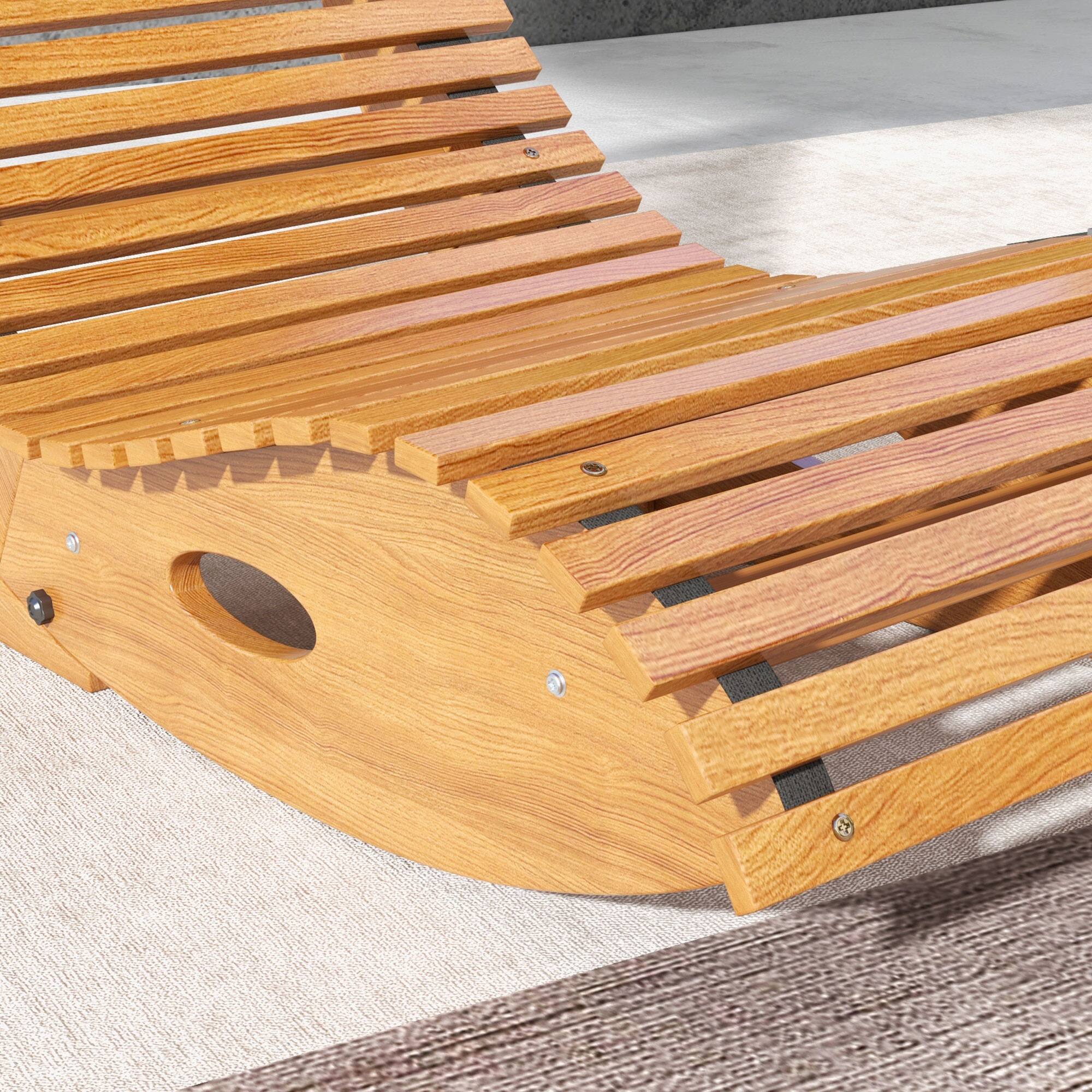 Alt View 4. Outsunny - Outdoor Rocking Chair with Slatted Seat and High Back, Wooden Rocking Chair with S Shape, Rocking Patio Chair - Teak.