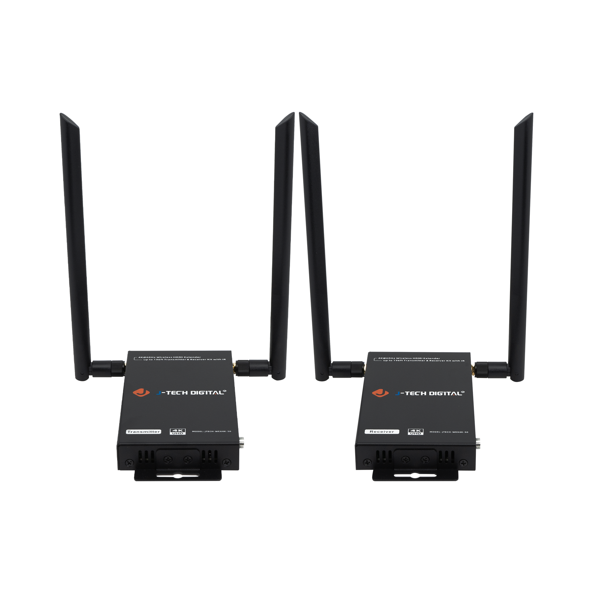 J-Tech Digital - 4K 60Hz Wireless HDMI Extender with Local HDMI Loop-Out (196ft) and IR Pass-Through - Black
