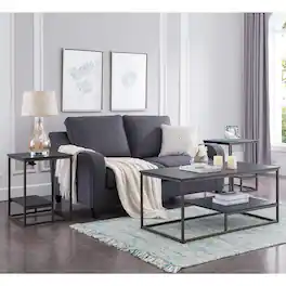 Kings Brand Furniture - – Santan 3-Piece Occasional Table Set, Coffee Table & 2 End Tables - Pewter