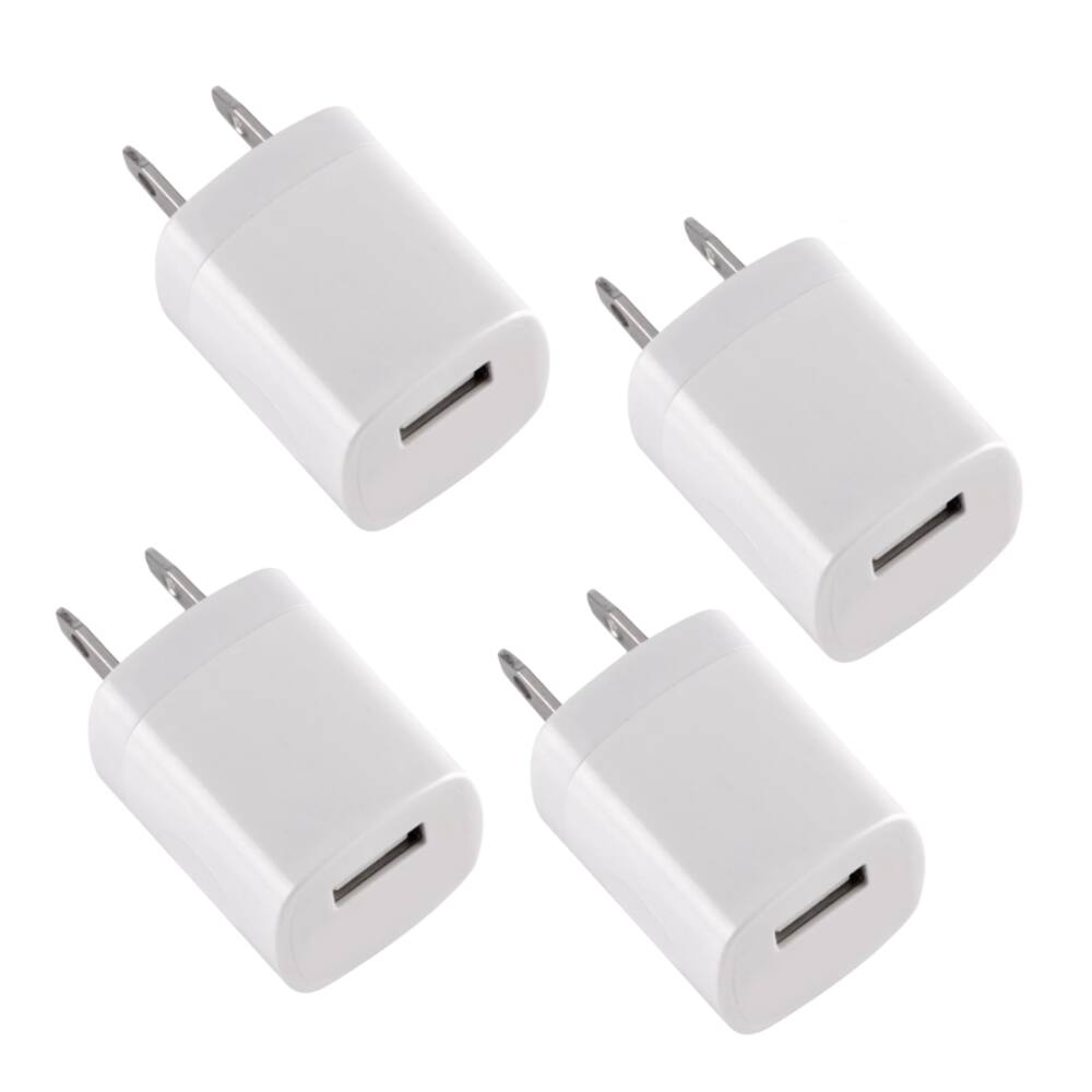 Front. Qixxronics - 4pcs Wall Charger Cube, 1A/5V, for Samsung Galaxy A21 A51 A71 S20 S10 S9 S8,A10e,A90,Note20/10,Moto G7 G6,LG Stylo 6/5/4 - White.