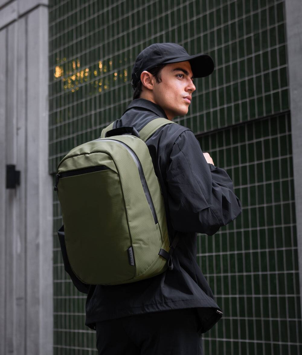 Alt View 9. ALPAKA - ALPAKA Aero Pack 16L Laptop Backpack with 16" Sleeve Lightweight Water-Resistant Travel Commuter Backpack - Green Axoflux 210D.