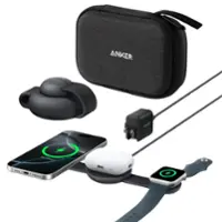 Anker - MagGo Wireless Charging Station (3-in-1, Foldable Pad with Travel Case Included) - Black - Front_Zoom