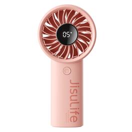 Jisulife - Handheld Fan Life4 - 5-Speed, 3600mAh Battery, LED Display, Rechargeable Personal Fan for Travel, Concerts, Makeup - Pink